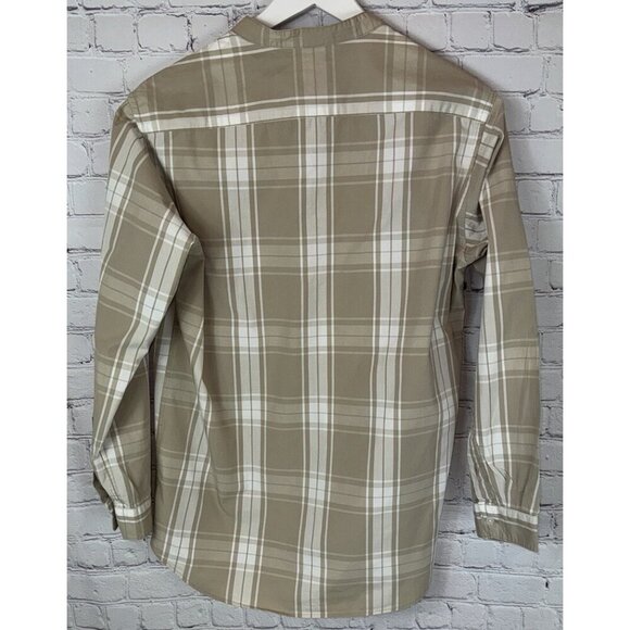 URBAN RESEARCH DOORS Women’s Tan Cream Plaid Rummy Stand Collar Shirt Size 38 - Picture 5 of 6